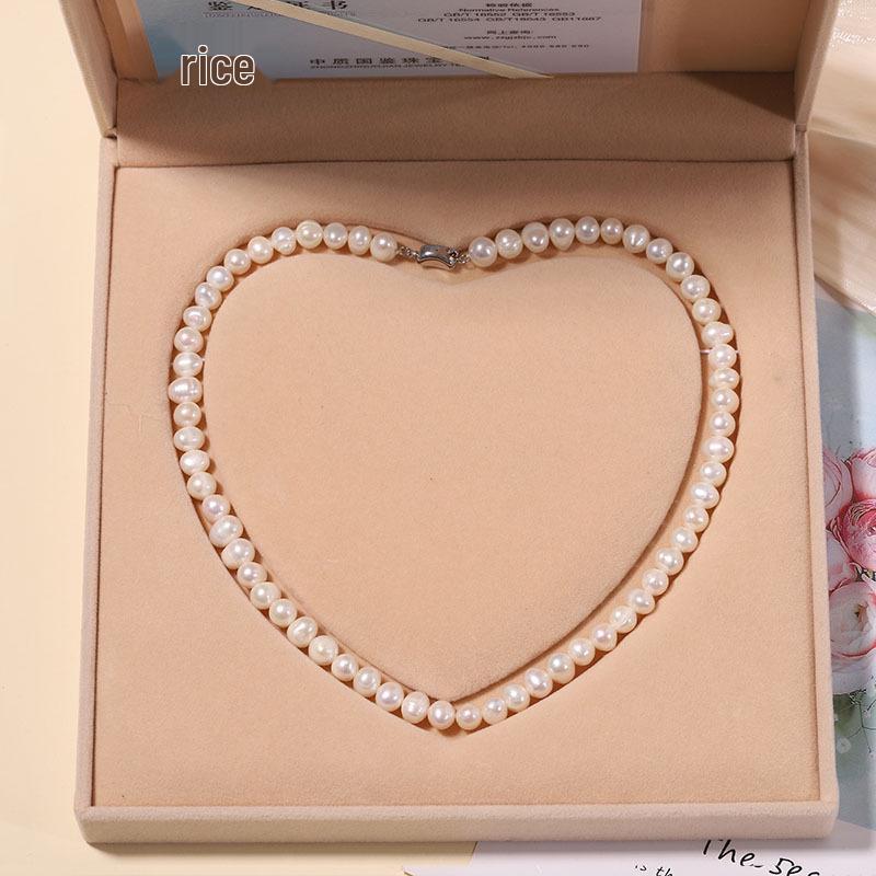 Zhuji Natural Freshwater Pearl Necklace Set: Green Water Drop Design - Perfect Mother's Day Gift