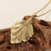 Ginkgo Pendant Necklace with Thin Artistic Chain