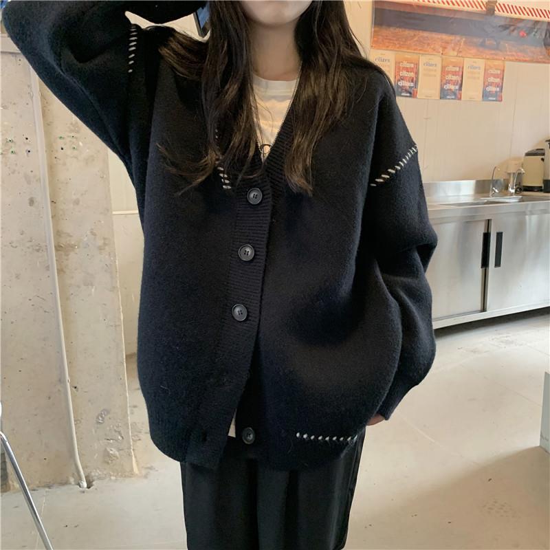 Cardigans Lazy Wind Soft Waxy Sweet College Style Sweater Cardigan Female Student Korean Style Loose Wear Outer Coat