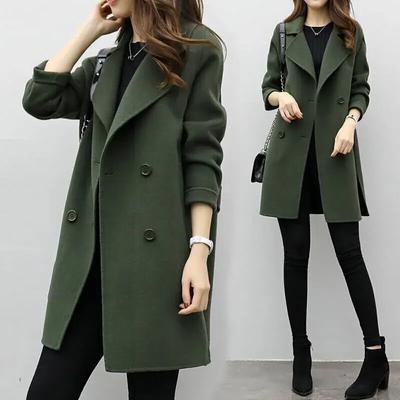 Damen Frühling Herbst Koreanischer Stil Schlicht Schlankmachend Lässig Mittellang Zweireihig Jacke