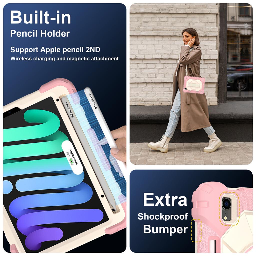 Tablet Protective Case A2 Model Suitable for iPad Mini 6/Mini 7 with Satchel Stand 10 Colors Available
