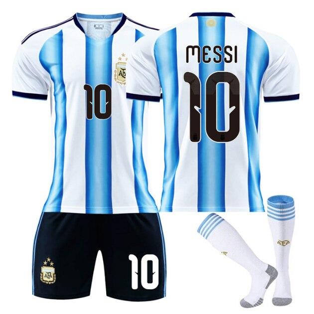 Kids Sports Equipment 2526 Argentina Home 10 Messi Soccer Jersey Blue/White