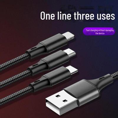 1.2m Aluminum Alloy 3-in-1 Braided Data Cable for Apple and Type-C Devices