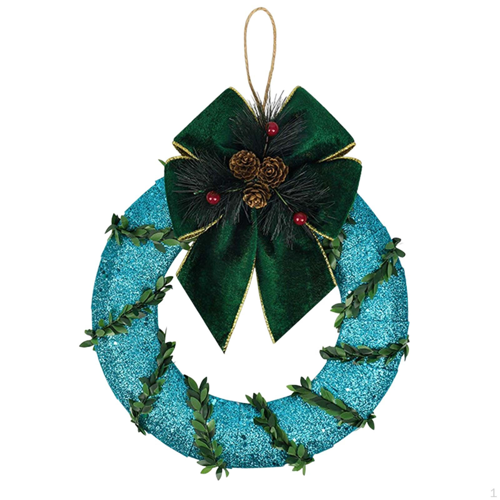 

25cm Hanging Christmas Garland Xmas Wreath for Mantel Festival Ornaments Blue