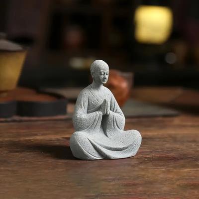 Wishing Monk Buddhist Micro Landscape Stone Fish Tank Moss Landscaping Zen Oriental Aesthetics Garden Ornaments