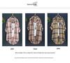 Camicia Giacca da Donna a Quadri Rosa in Cotone e Lino di Media Lunghezza Larga Primavera/Autunno