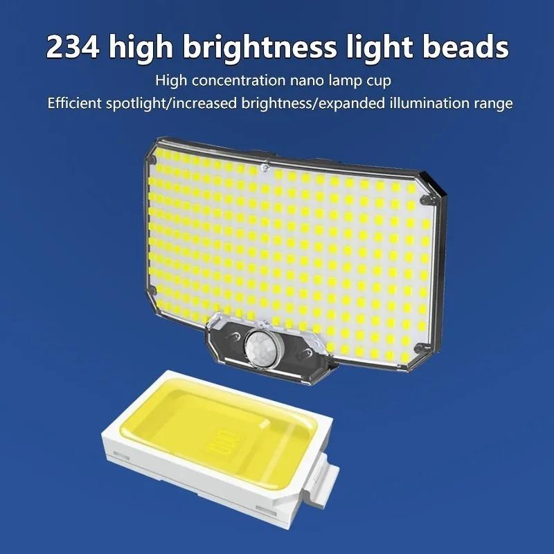 High Efficiency Solar Outdoor Lamp Featuring 234 LEDs Motion Sensor Technology 3 Operating Modes IP65 Waterproof Garden Light