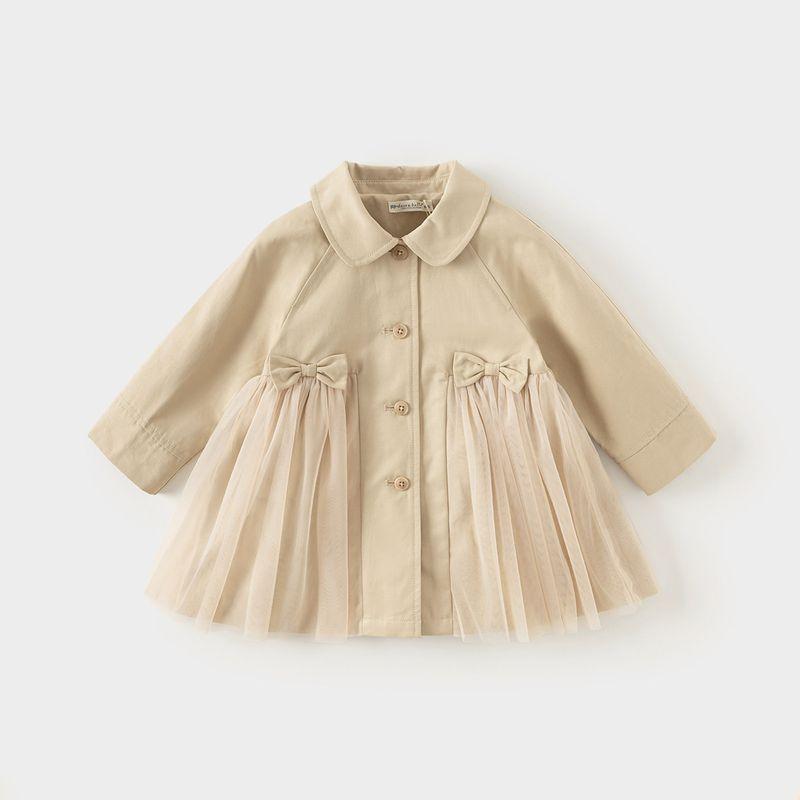 David Bella Girls  Trench Coat 2026 Spring New Style Children s British Style Jacket for Girls with Mesh Stylish Clothing