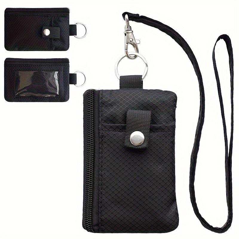 RFID Blocking Small Wallet with ID Window Zip Id Case Wallet with Lanyard Keychain for Cards Cash Travel Women Men