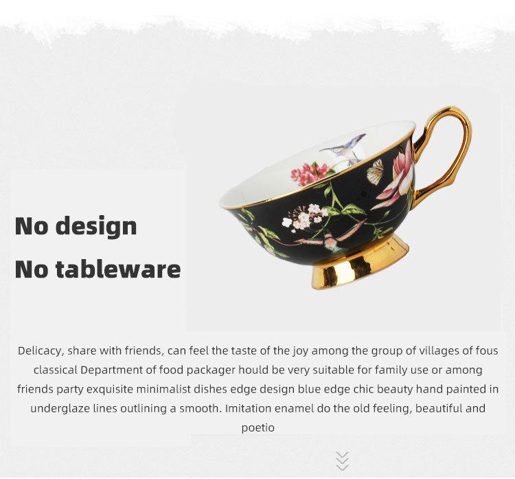 European Style Bone China Coffee Cup Set with Retro Saucer