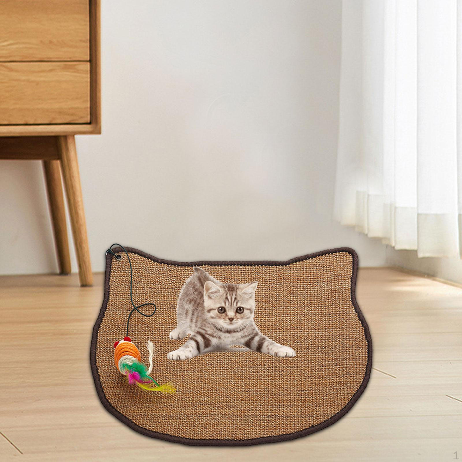 

Коврик-когтеточка для кошек, защита пола, стен, дивана, ковров с интерактивной игрушкой коричневый