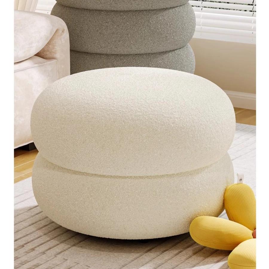 Change Shoe Bench Makeup Seat Porcelain Stool Lounge Footrest with Thick Cushion Modern Velvet Padded Stool Space-Saving Gift