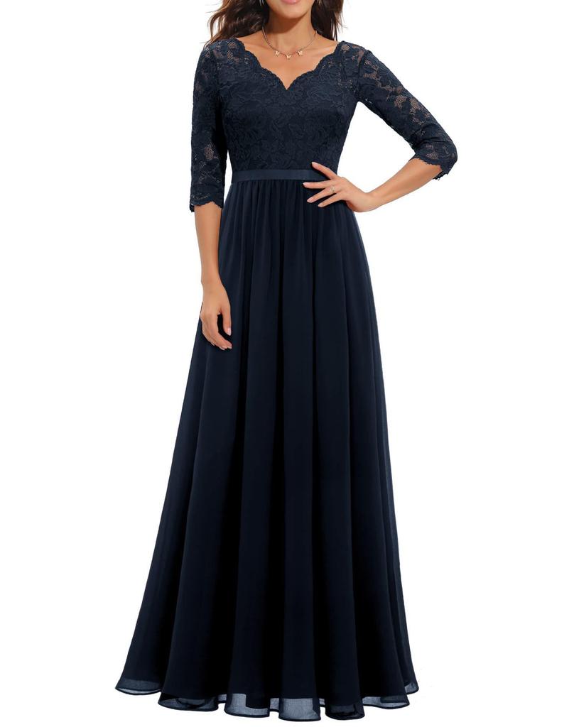 Elegant Lace Splicing Long Evening Dress for an Impressive Look