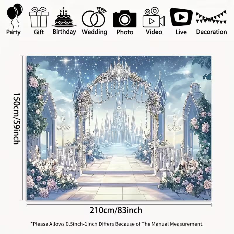 

2D Ice Castle Fairy Tale Backdrop for Wedding & Engagement Parties 47.2x31.5inch/120*80cm