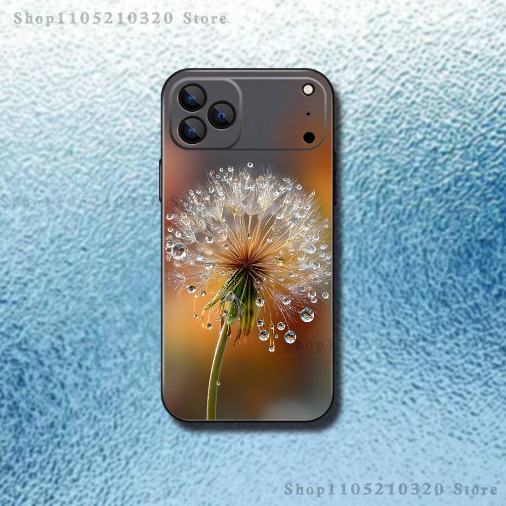 Dandelion Art Phone Case For iPhone 17,16,15,14,13,12,11,Pro Max,XSX,,XR,SE,Mini,8,7,Soft Silicone Black Cover