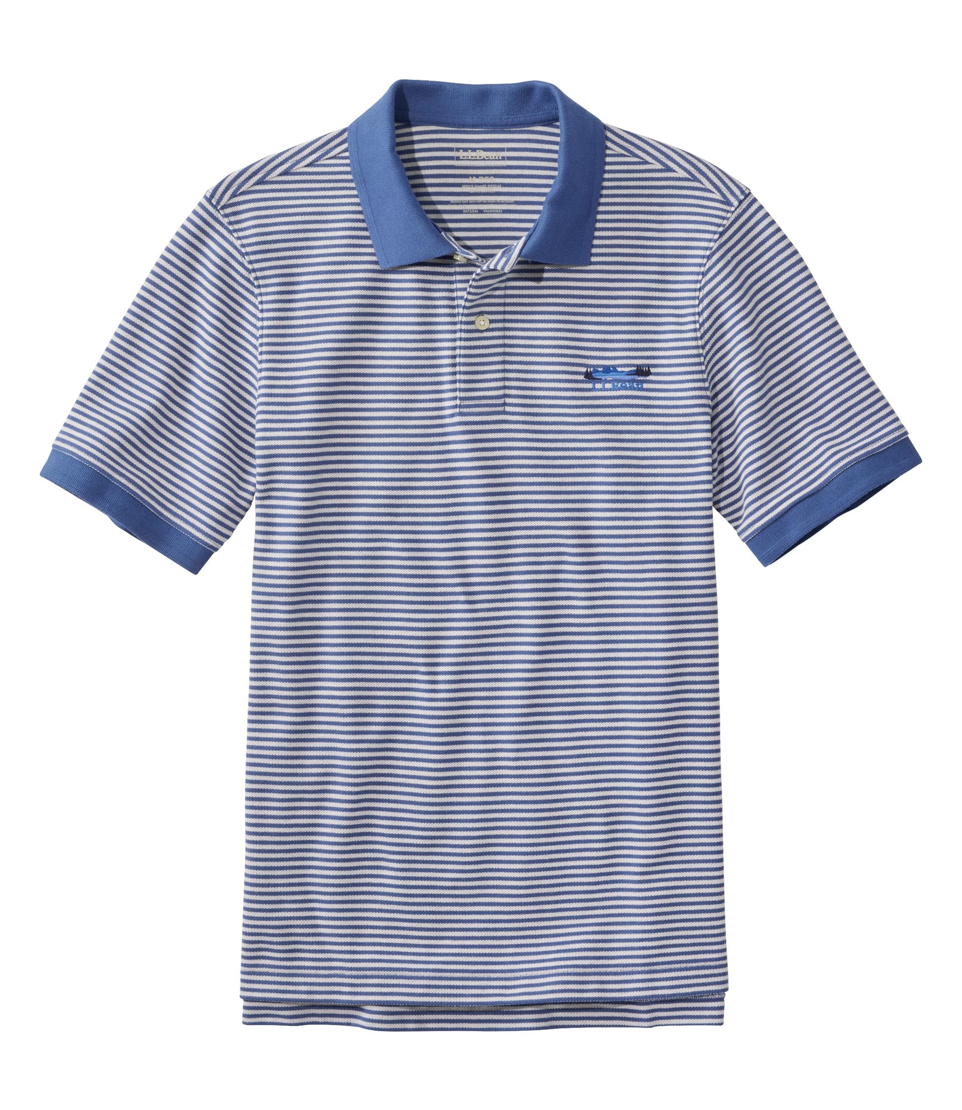 

Премиальная футболка-поло Double L с вышивкой Katahdin, Япония, глубокий, размер 1000276374, L.L.Bean, мужской, с логотипом, полосатый, крой, синий, XL,