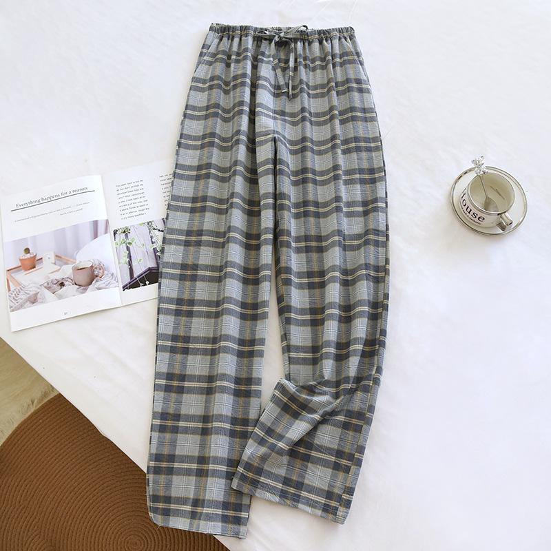 Men's Elastic Waist Lounge Pants - Summer Lightweight Checkered Style with Simple Pockets, Suitable for Casual Wear
