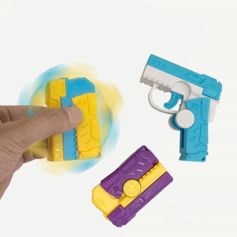 Transforming Fidget Spinner Gun Humorous Fidget Playthings Automatic Reloading Mini Gun Toy Office Adult Stress Relief Playthings Creative Present