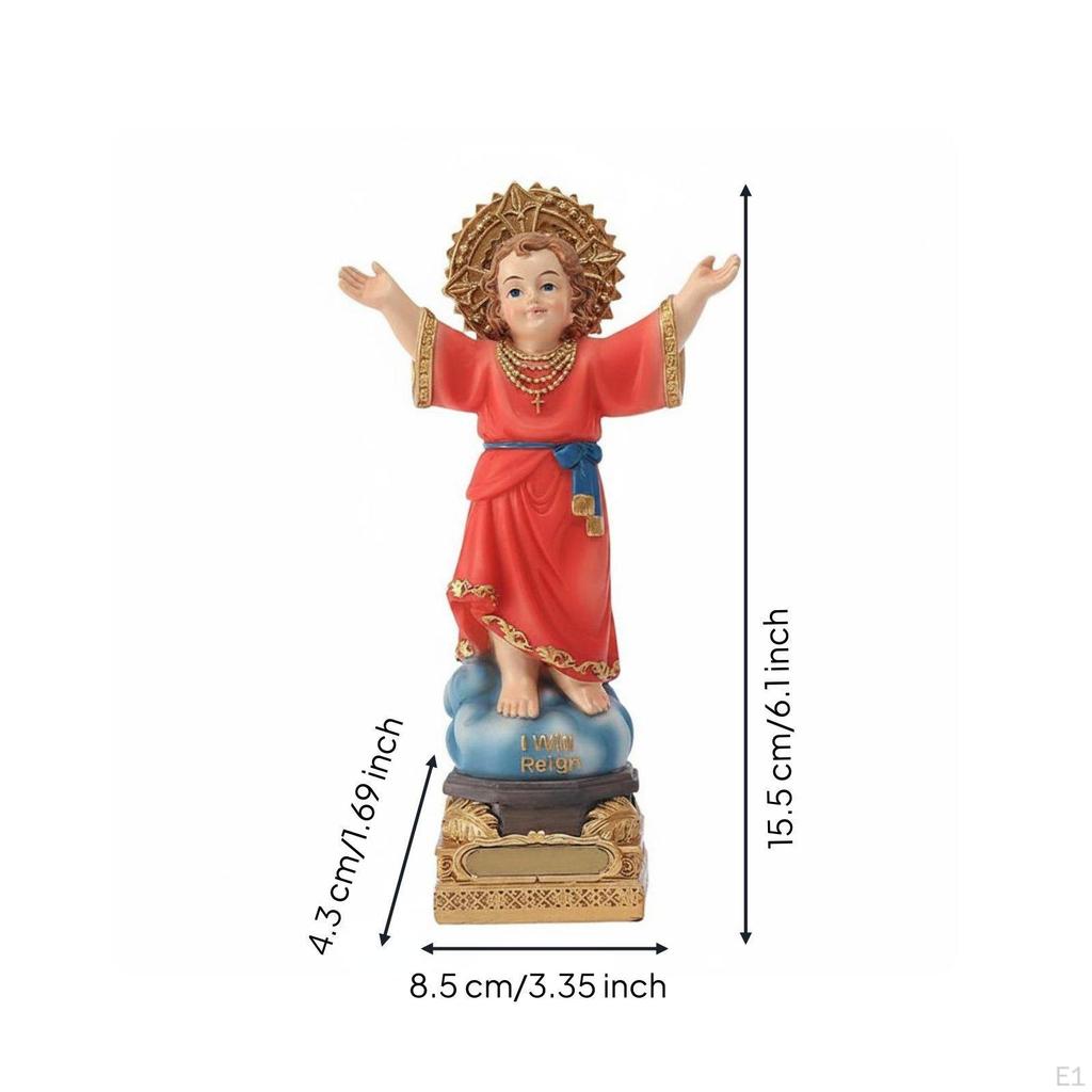 Red Robe Jesus Figurine Christmas Decoration Child Statue Gift Idea Arms Raised Saint