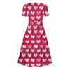 Ladies' Fashion Casual Valentine's Day Printed Twisted Strip Short Sleeve Pocket Dress