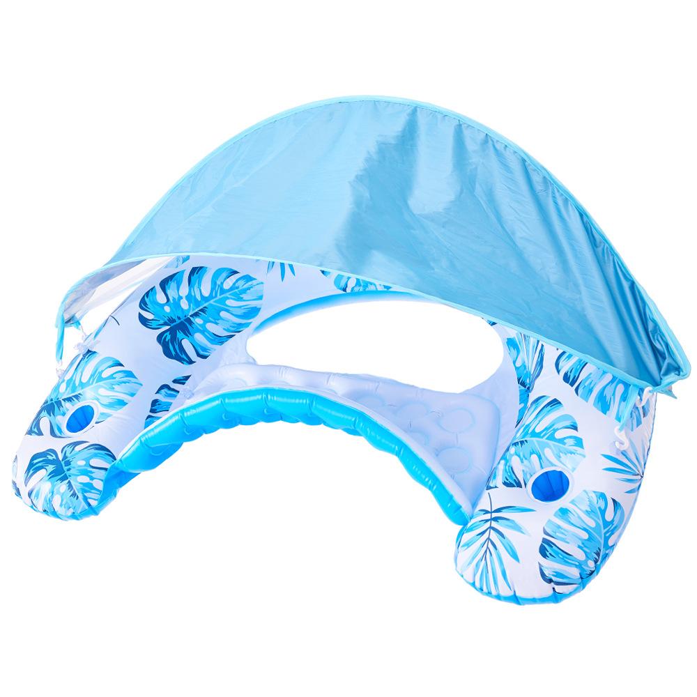 Swimming Pool Inflatable Toy U-shaped Recliner Water Float Drainage Float Chair Detachable Sunshade Floating Ring Inflatable Bed