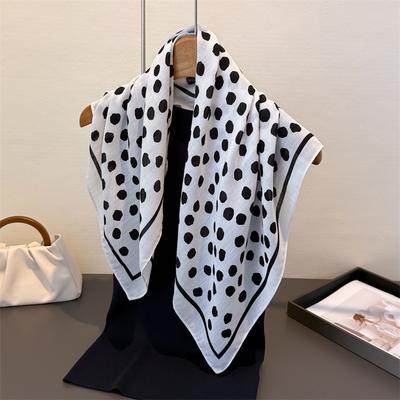 Lenço Quadrado de Luxo com Bolinhas 70*70cm Para Mulheres Macio Mancha Lenço de Pescoço Xale Cachecol Elegante Lenço de Pescoço Bandanas Estampa Hijab