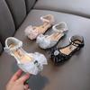 Spring New Style Pearl Bowknot Girls' Princess Baby Girl Princess Flat Shoes, Leather Shoes, Dance Performance
