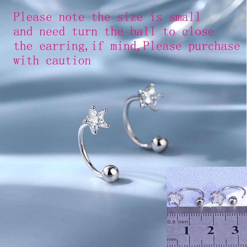 VENTFILLE 925 Sterling Silver Star Flash Crystal Summer Small Fresh Female 2022 New Trendy Personality Earrings