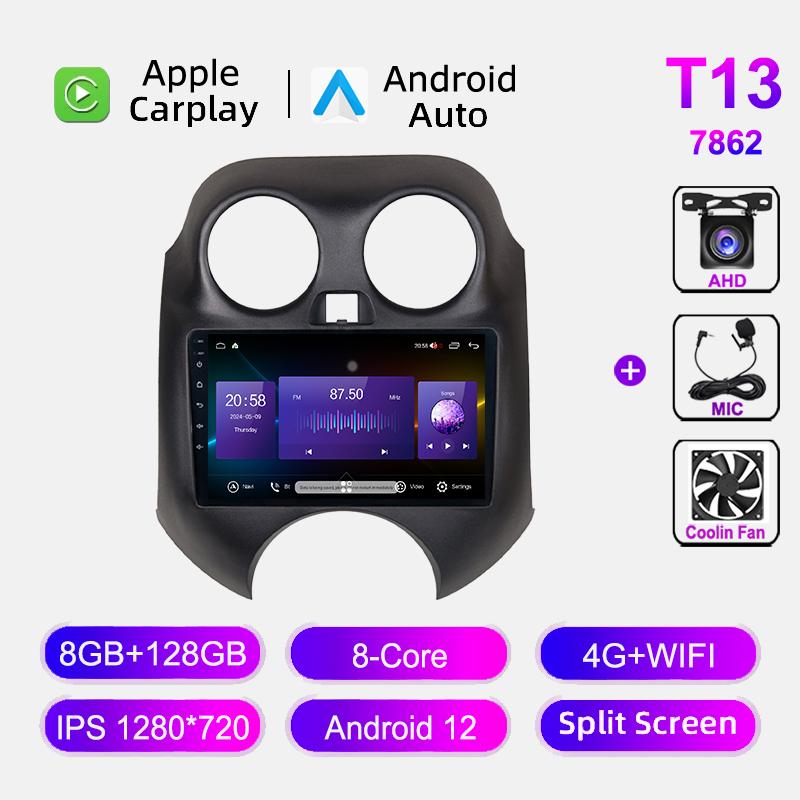 Android Carplay Auto For Nissan March K13 2010-2013 Car Radio Navigation GPS Head Unit BT Multimedia Video Player DSP Stereo