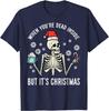 Dead Inside But Its Christmas Skeleton Coffee Xmas Cotton TShirt Men and Women Crew Neck Short Sleeve Casual Shirts for Women