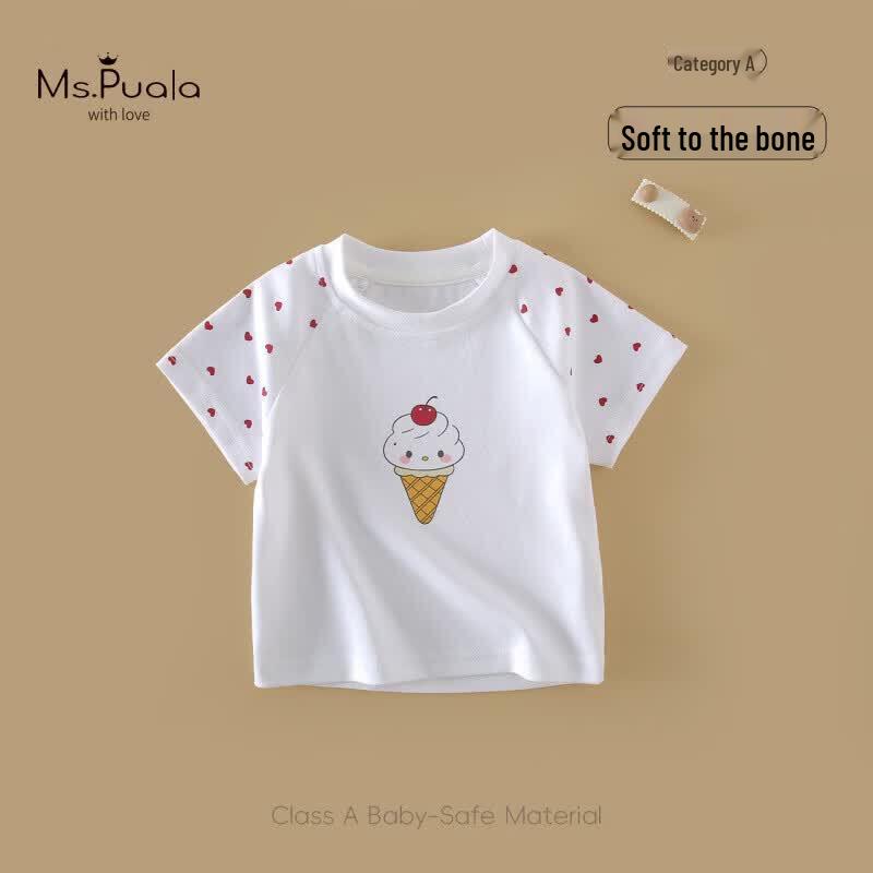

MS.PUALA Girls Summer Cartoon Short Sleeve T-Shirt 100 cm (Height 91-100 cm)