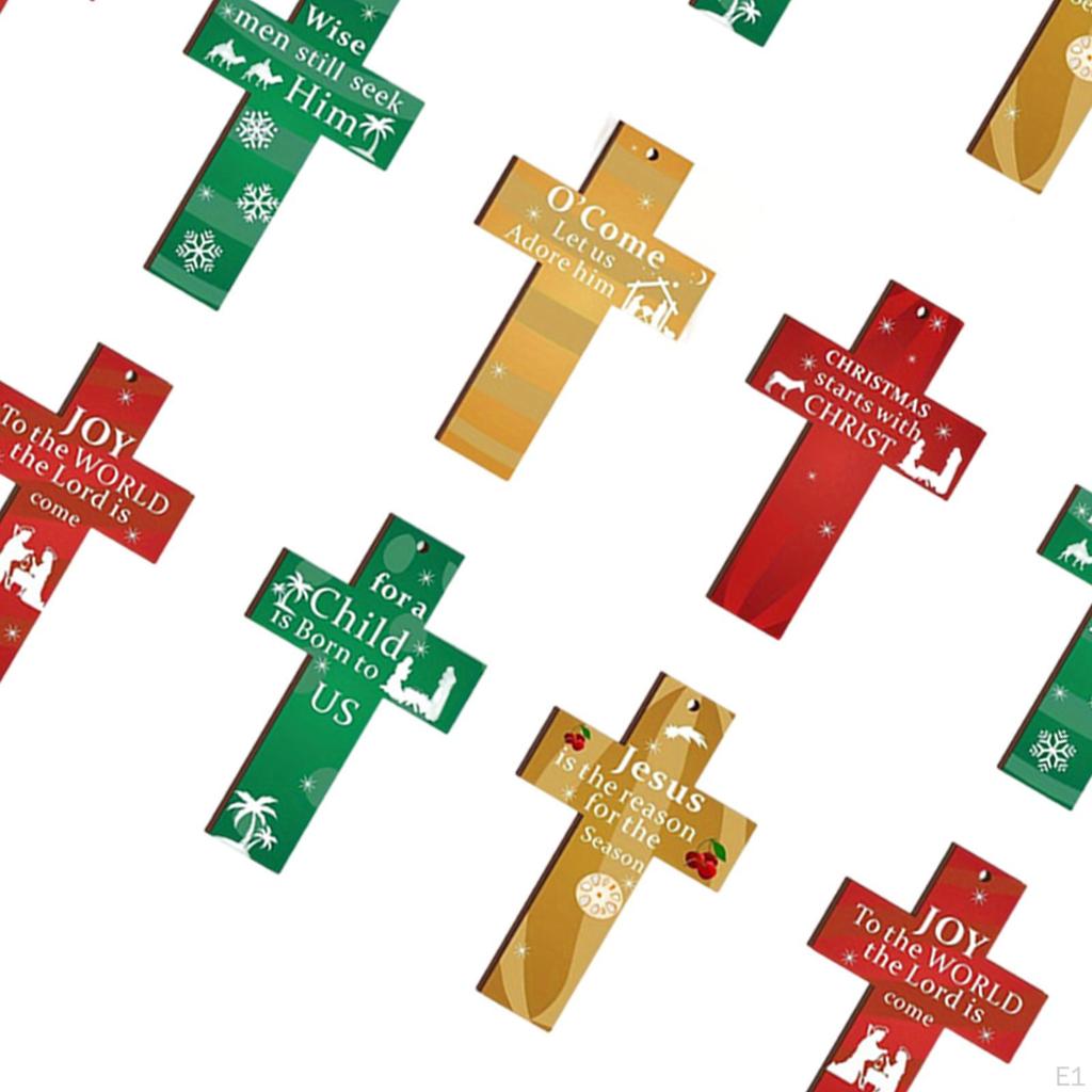 24 Pieces Wood Christmas Tree Cross Pendants Hanging Decoration Winter Theme Xmas
