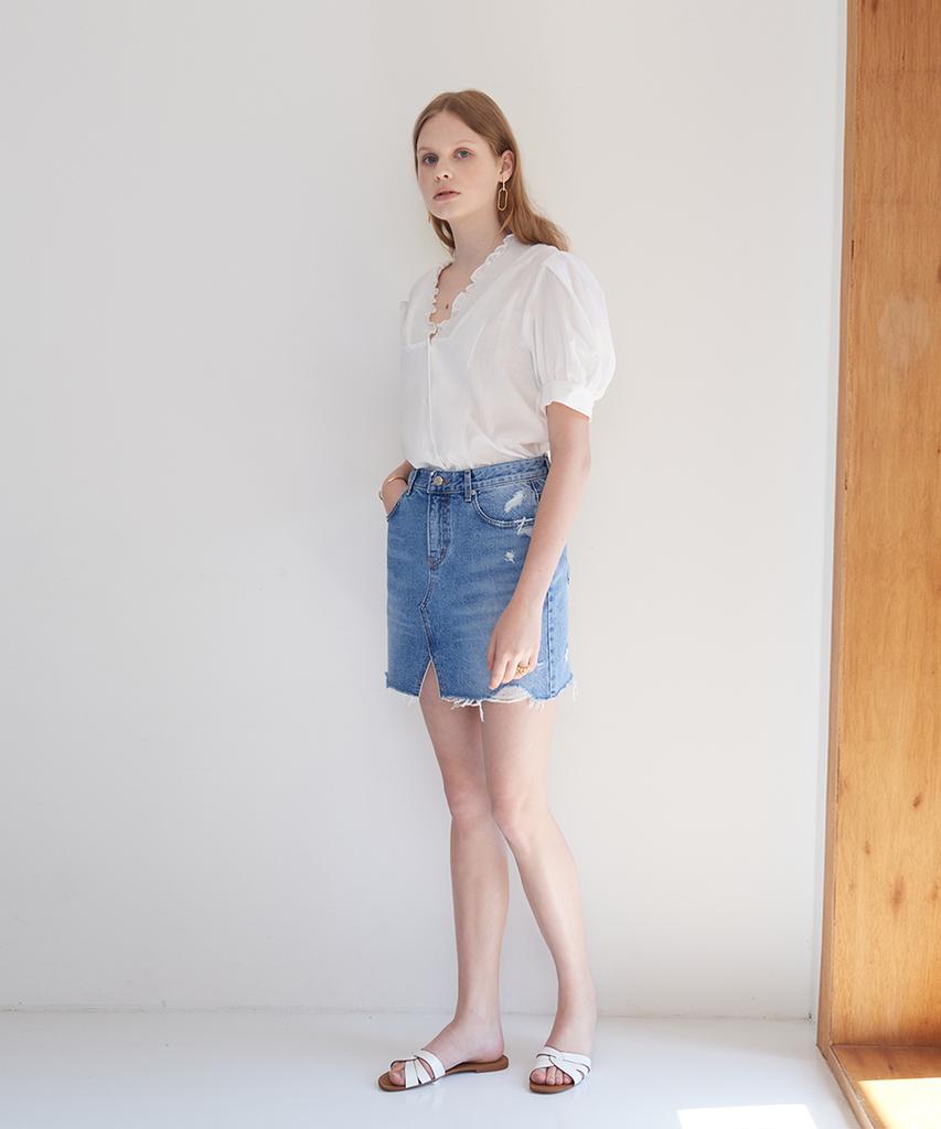 DIEPHOD #3335 Light Blue Denim Skirt