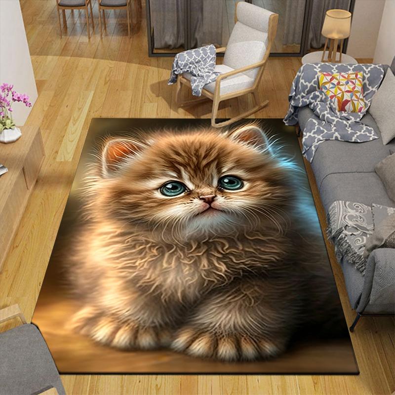 1Pc Golden Kitten Dreams Rug Office Carpet Indoor Outdoor Doormat Nonslip Soft Comfortable Living Christmas Halloween Xmas Gift D924182