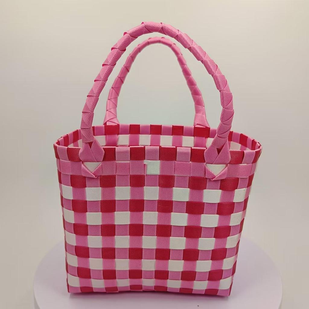 Premium Handmade Medium PVC Woven Bag - Shopping, Toys, Ladies Handbag