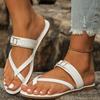 New Summer Fashion Comfortable Solid Color Casual Roman Style Sandals Flat Heel Large Size Toe Cover Retro Shoes for Women
