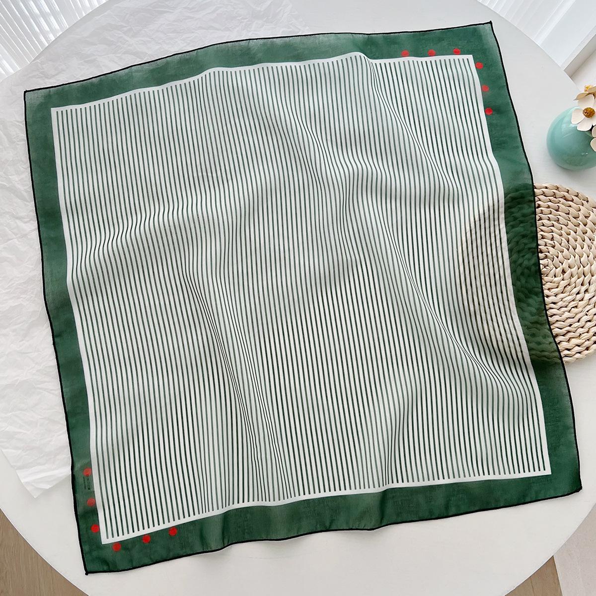 

Полосатая хлопково-льняная повязка на голову шелковый платок маленький квадратный платок женский весенне-осенний тонкий шарф повязанный на сумке декоративный шейный платок головной платок 58-58CM