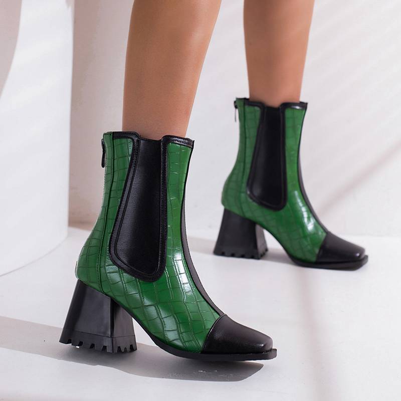 Krazing Pot Polyurethane Autumn Winter Shoes 47 Size 48 Chelsea Boots Stone Patterns Square Toe Slip On Keep Warm Ankle Boots