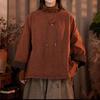 Linen Blend Retro Korean Style Loose Round Neck Plus-Size Cotton Pullover Winter Jacket for Women 2025.