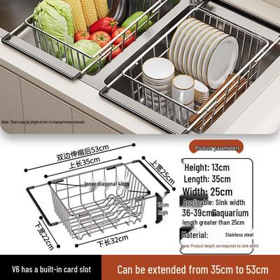 Retractable Stainless Steel Over-Sink Drainer Basket