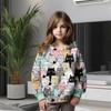 Autumn 3D Cute Cat Printed Hoodies Fashionable Casual Sports Long Sleeved Children's Girl Hooded Sweatshirts
