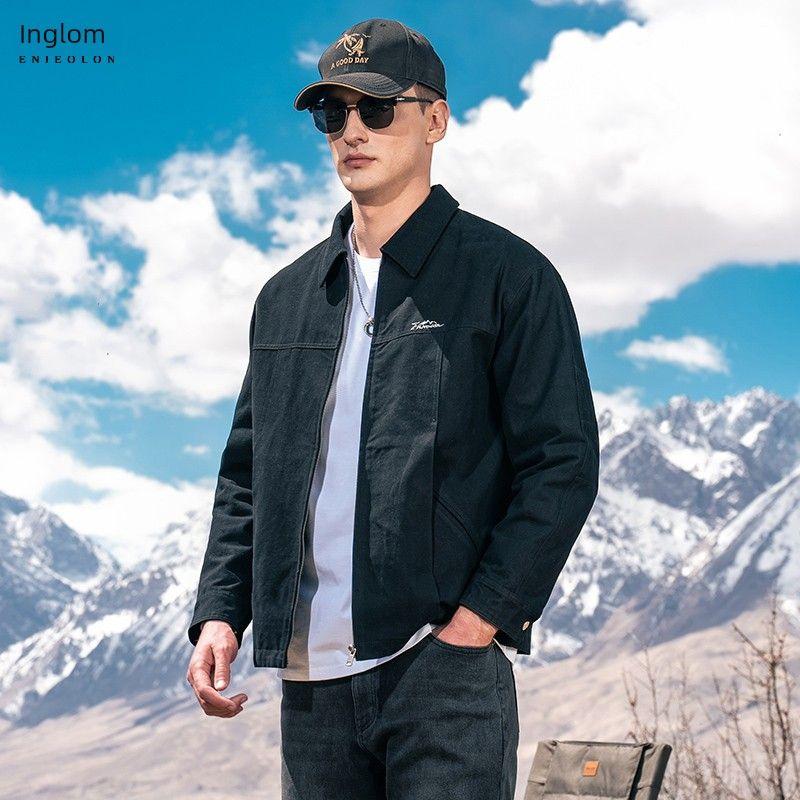 

Yingjuelun American Retro Detroit Hunting Workwear Old Money Style Jacket Men s Barn Style Lapel Pure Cotton Coat Black M