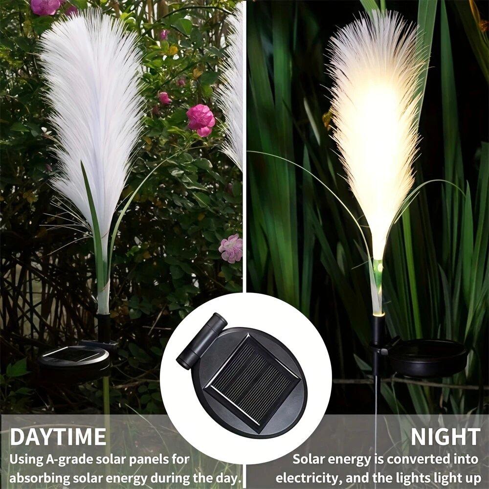 1PC LED Solar Reed Garden Lights Outdoor Lawn Lamps,Ideal Atmosphere Decoration Landscape Lighting For Garden,Lawn,Yard,Pathway