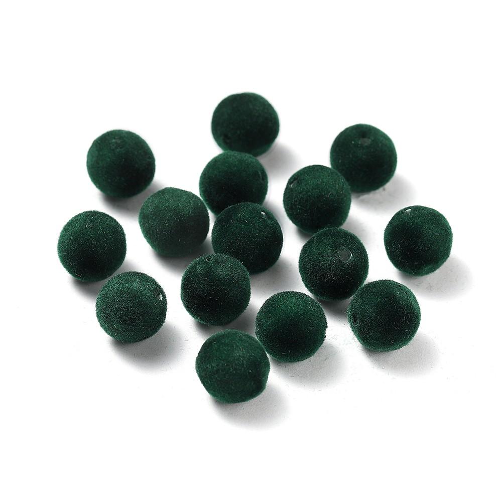 30 Pezzi 8/10mm Colorati Feltro Floccato Peluche Perline Acriliche Perline Distanziatrici Sfuse per Orecchini Braccialetti Fai da Te Accessori per la Creazione di Gioielli