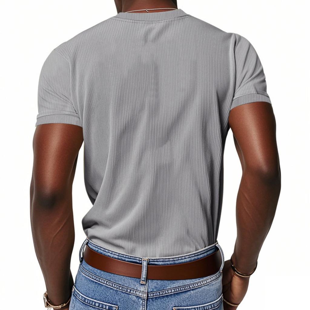 Men's American Style Loose Casual V-neck Short Sleeve Corduroy T-shirt Skin-friendly Amekaji Tee Summer