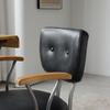 Home Office Schreibtischstuhl, Ergonomischer Ledersessel für den Computer mit Rollen und Eichenholz-Armlehnen, Höhenverstellbarer Drehstuhl für Führungskräfte