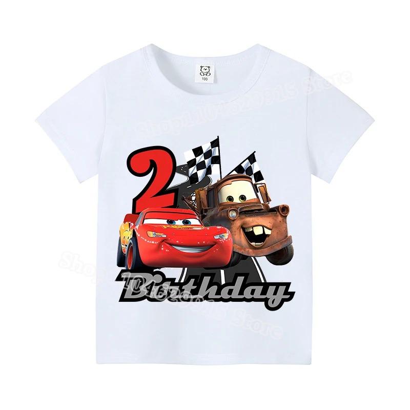 Summer Casual Cartoon Lightning McQueen Short Sleeve Tshirt Kawaii Anime Comfortable Fashion Clothes for Children Boys Girls