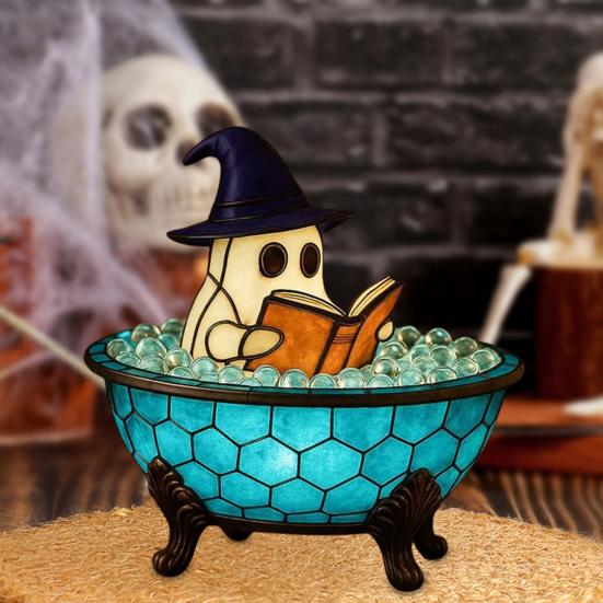 Ghost Bubble Bath Lamp Cute Ghost-Themed Night Light Color-Changing LED Mood Light for Bedside Bathroom Decor