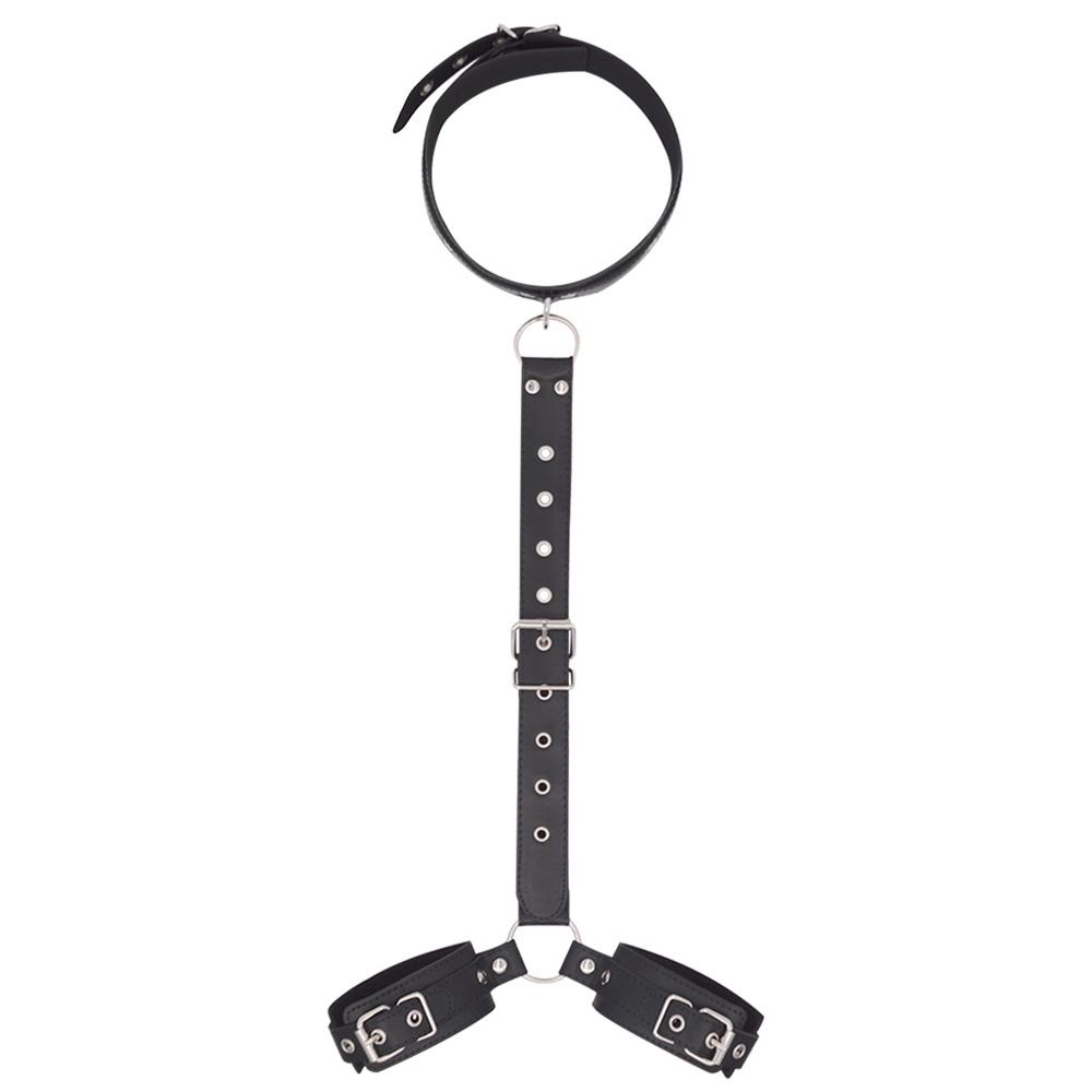 Female Leather Handcuff Neck Collar Wrist Strap Fetish Bondage Erotic Sex Toys Bdsm Restraint Sex Products for Couple Sex Game