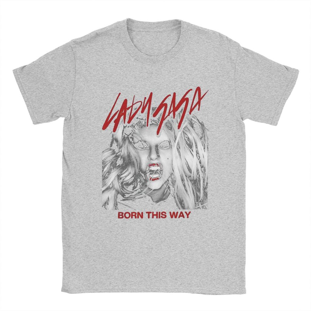 Mens Official Lady Born This Way T Shirt Singer Rock Gagas Cotton Merchandise Cool Short Sleeve Crew Neck Tees Adult TShirts